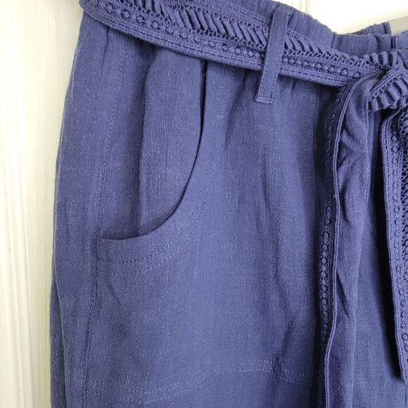 Soft Surroundings Nwt linen blend belted 7" shorts size Small - Picture 4 of 7
